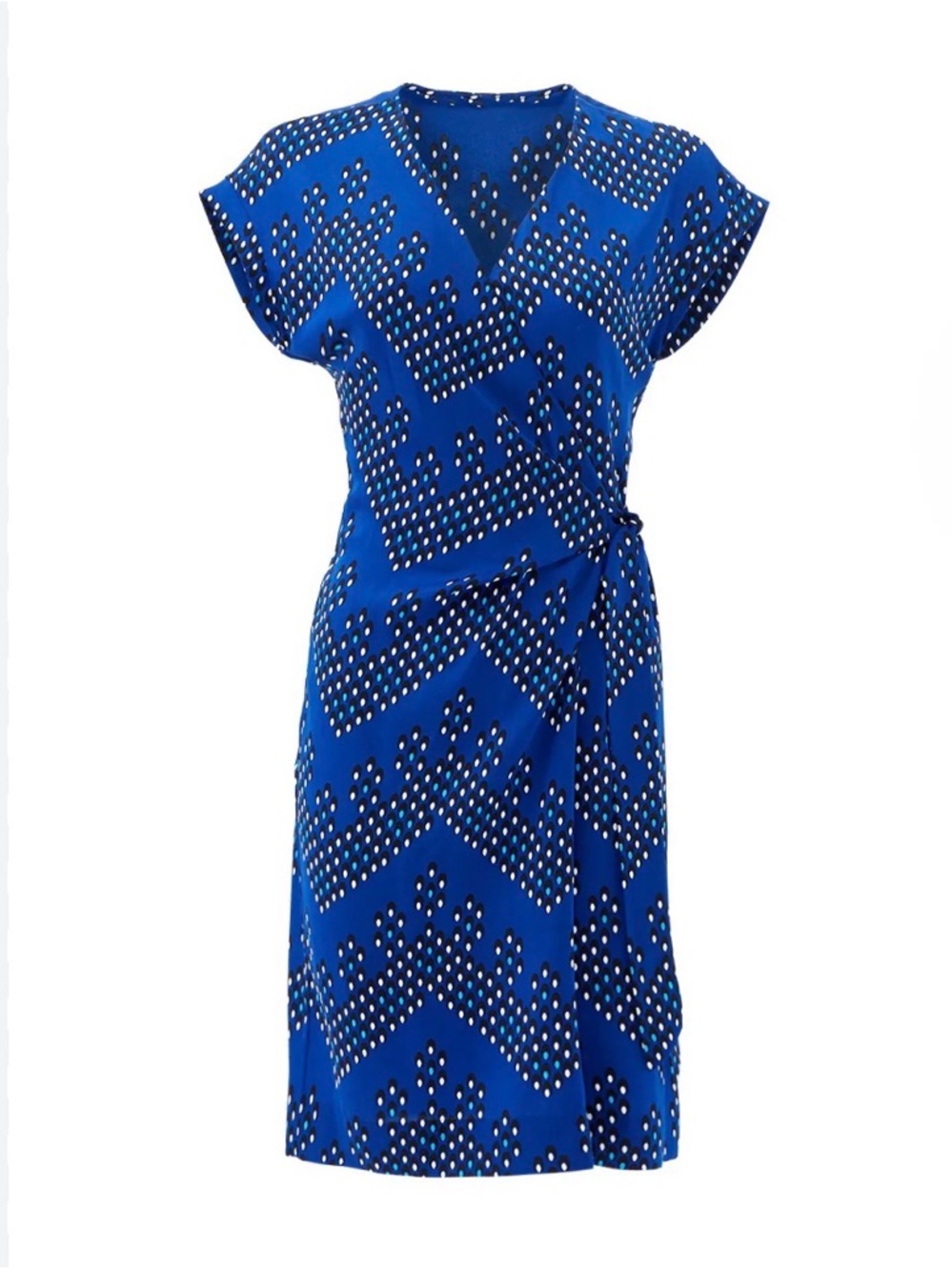 Diane Von Furstenberg Royal Blue Polka Dot Wrap Dress